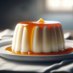 Panna cotta di yogur guarnita con salsa d'arancia fresca