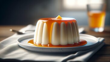 Panna cotta di yogur guarnita con salsa d'arancia fresca