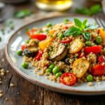 Piatto di quinoa con verdure fresche e colorate