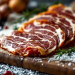 Delizioso jamón Duroc servito in un piatto gourmet