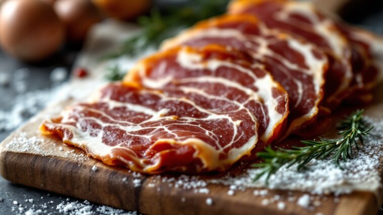 Delizioso jamón Duroc servito in un piatto gourmet