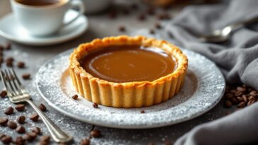 Tarta de café decorada con galletas crujientes